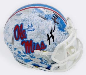 Suntarine Perkins Signed Ole Miss Rebels Realtree Mini Helmet Autograph Bas K30