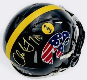 Chuck Long Signed Iowa Hawkeyes Anf Stars & Stripes Mini Helmet Beckett Bas J18