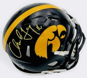 Chuck Long Signed Iowa Hawkeyes Football Mini Helmet Autograph Beckett Bas J12