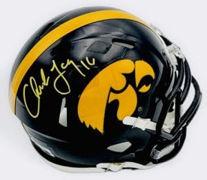 Chuck Long Signed Iowa Hawkeyes Football Mini Helmet Autograph Beckett Bas K96
