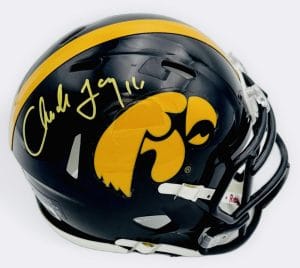 Chuck Long Signed Iowa Hawkeyes Mini Football Helmet Freedom Bowl Bas Holo K97
