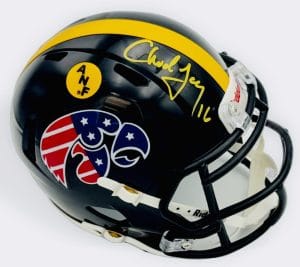 Chuck Long Signed Iowa Hawkeyes America Needs Farmers Mini Helmet Bas Holo K01