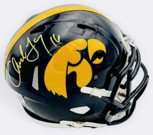 Chuck Long Signed Iowa Hawkeyes Football Mini Helmet Autograph Beckett Bas J25