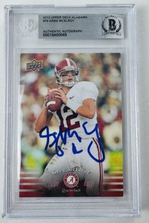 Greg Mcelroy Signed 2012 Upper Deck Trading Card Alabama Crimson Tide Bas K9
