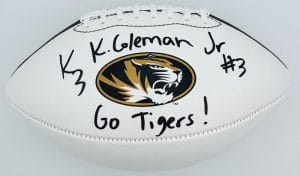Kevin Coleman Signed Missouri Mizzou Tigers Logo Football Autograph Bas K97
