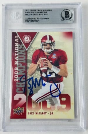 Greg Mcelroy Signed 2012 Upper Deck Trading Card Alabama Crimson Tide Bas K4