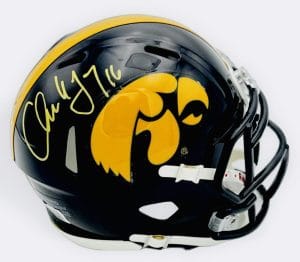 Chuck Long Signed Iowa Hawkeyes Football Mini Helmet Autograph Beckett Bas J95