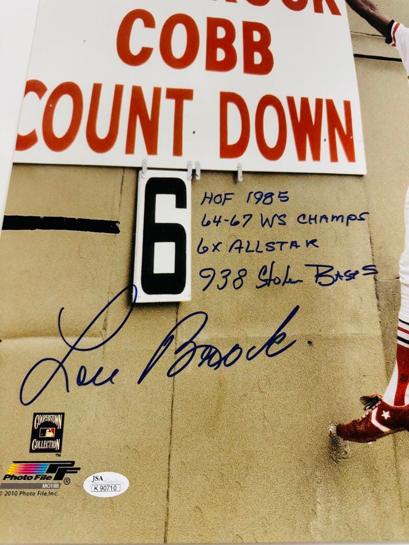 Lou Brock Signed 4 Line Inscr 16X20 Photo St. Louis Cardinals Autograph Jsa 710 - Image 2