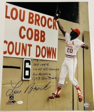 Lou Brock Signed 4 Line Inscr 16X20 Photo St. Louis Cardinals Autograph Jsa 712