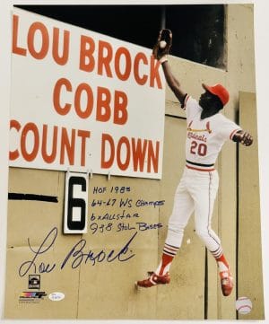 Lou Brock Signed 4 Line Inscr 16X20 Photo St. Louis Cardinals Autograph Jsa 714