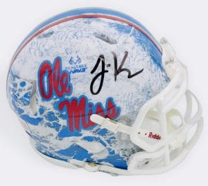 Lane Kiffin Signed Ole Miss Rebels L/E Realtree Mini Helmet Autograph Bas K45
