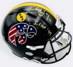 Chuck Long Signed Stars & Stripes Iowa Hawkeyes Full Size Rep Helmet Bas J92