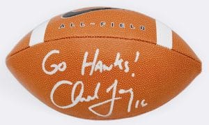 Chuck Long Signed Official Size Nike Football Iowa Hawkeyes Autograph Bas K39