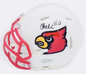Chris Bell Signed Louisville Cardinals Football Mini Helmet Autograph Bas K09