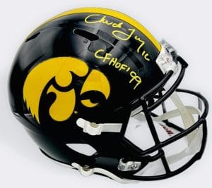 Chuck Long Signed Iowa Hawkeyes Full Size Replica Helmet Autograph Bas J91