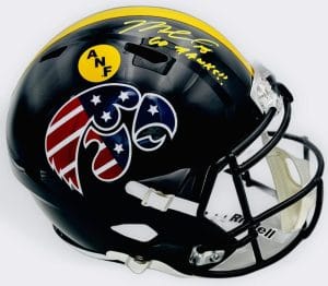 Micah Hyde Signed Stars & Stripes Iowa Hawkeyes Full Size Rep Helmet Bas K68