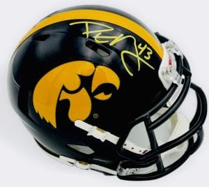 Pat Angerer Signed Iowa Hawkeyes Football Mini Helmet Indianapolis Colts Bas J64