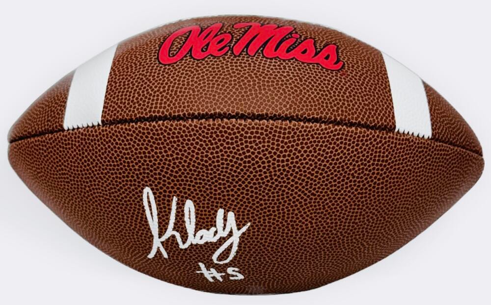Kewan Lacy Signed Ole Miss Rebels Official Size Football Autograph Beckett J75