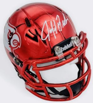 Jeff Brohm Signed Louisville Cardinals Chrome Football Mini Helmet Bas Holo K25