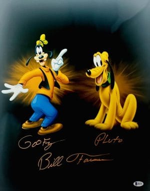 Bill Farmer Signed 16X20 Metallic Photo Autograph Goofy Pluto Disney Bas 81