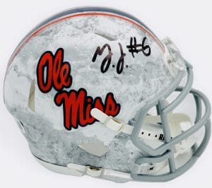 Tj Dottery Signed Ole Miss Rebels Realtree Mini Helmet Autograph Bas Holo J46
