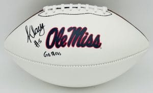 Kewan Lacy Signed Ole Miss Rebels Official Size Logo Football Autograph Bas K78