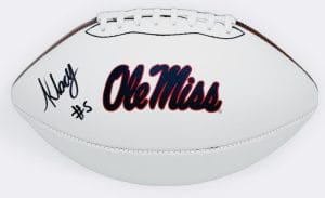 Kewan Lacy Signed Ole Miss Rebels Official Size Logo Football Autograph Bas K81