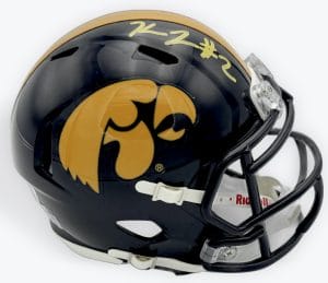 Kaleb Johnson autograph, Kaleb Johnson signed, Iowa Hawkeyes memorabilia, Big Ten memorabilia, signed mini helmet, Iowa Hawkeyes collectible, BAS authenticated, autographed mini helmet, running back autograph, Big Ten football memorabilia, college football memorabilia, Hawkeyes collectible, mini helmet display, NCAA memorabilia, Iowa football autograph