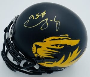 Shane Ray autograph, Shane Ray signed, Missouri Tigers memorabilia, Mizzou memorabilia, Denver Broncos memorabilia, signed mini helmet, SEC football memorabilia, autographed mini helmet, defensive end autograph, college football memorabilia, Mizzou collectible, Broncos collectible, mini helmet display, NCAA memorabilia, Mizzou football autograph