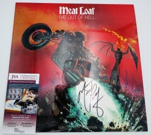 Meat Loaf autograph, Meat Loaf signed, Bat Out of Hell memorabilia, signed vinyl record, classic rock memorabilia, JSA authenticated, autographed vinyl album, rock music memorabilia, vinyl record collectible, music memorabilia, rock legend autograph, Bat Out of Hell vinyl, signed album, classic rock collectible, rock and roll memorabilia