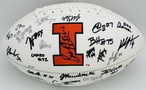 Illinois Fighting Illini team signed football, Katin Houser autograph, Bret Bielema autograph, 2026 Illinois Fighting Illini memorabilia, Big Ten memorabilia, multi-signed football, BAS authenticated, autographed football, Illini team collectible, Big Ten football memorabilia, college football memorabilia, Illini roster autograph, football memorabilia, team signed collectible, Illinois football autograph