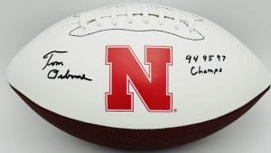 Tom Osborne autograph, Tom Osborne signed, Nebraska Cornhuskers memorabilia, national championship memorabilia, signed logo football, Nebraska collectible, BAS authenticated, autographed football, head coach autograph, Big Ten football memorabilia, college football memorabilia, Cornhuskers collectible, football memorabilia, coaching autograph, Nebraska championship football