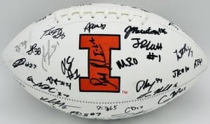 Illinois Fighting Illini team signed football, Katin Houser autograph, Bret Bielema autograph, 2026 Illinois Fighting Illini memorabilia, Big Ten memorabilia, multi-signed football, BAS authenticated, autographed football, Illini team collectible, Big Ten football memorabilia, college football memorabilia, Illini roster autograph, football memorabilia, team signed collectible, Illinois football autograph