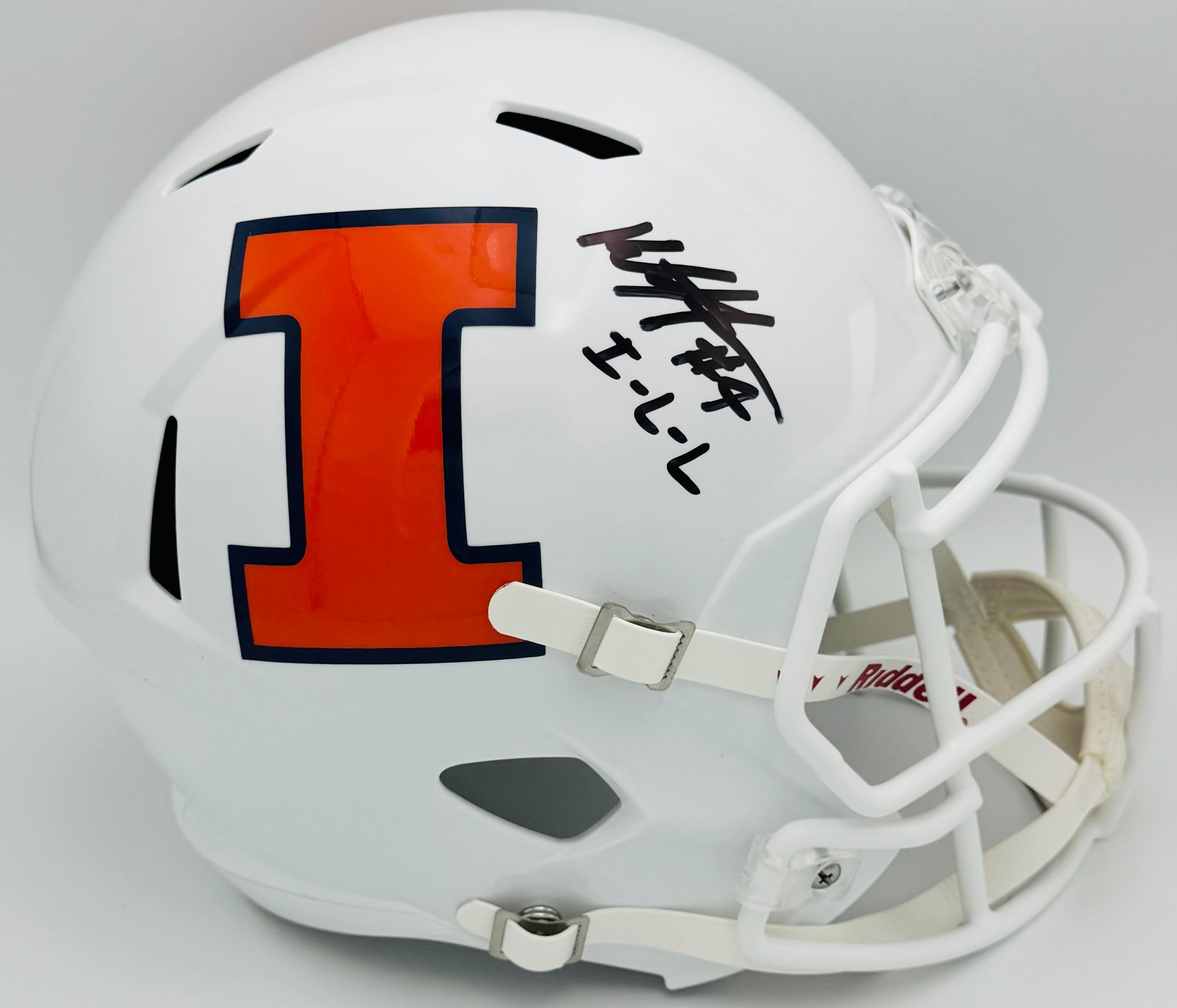 Katin Houser autograph, Katin Houser signed, Illinois Fighting Illini memorabilia, Big Ten memorabilia, signed full size helmet, Illinois collectible, BAS authenticated, autographed helmet, quarterback autograph, Big Ten football memorabilia, college football memorabilia, Illini collectible, full size helmet display, Illinois football autograph, Fighting Illini quarterback