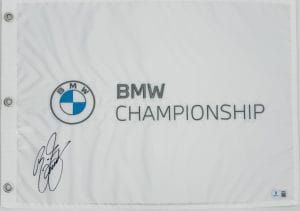 Rickie Fowler autograph, Rickie Fowler signed, BMW Championship memorabilia, PGA Tour memorabilia, FedEx Cup memorabilia, signed golf flag, BAS authenticated, autographed golf flag, golf tournament memorabilia, PGA Tour collectible, golf memorabilia, Rickie Fowler collectible, tournament flag autograph, PGA Tour star memorabilia, BMW Championship flag