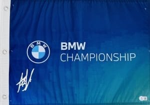 Akshay Bhatia autograph, Akshay Bhatia signed, BMW Championship memorabilia, PGA Tour memorabilia, FedEx Cup memorabilia, signed golf flag, BAS authenticated, autographed golf flag, golf tournament memorabilia, PGA Tour collectible, golf memorabilia, Akshay Bhatia collectible, tournament flag autograph, PGA Tour rising star memorabilia, BMW Championship flag
