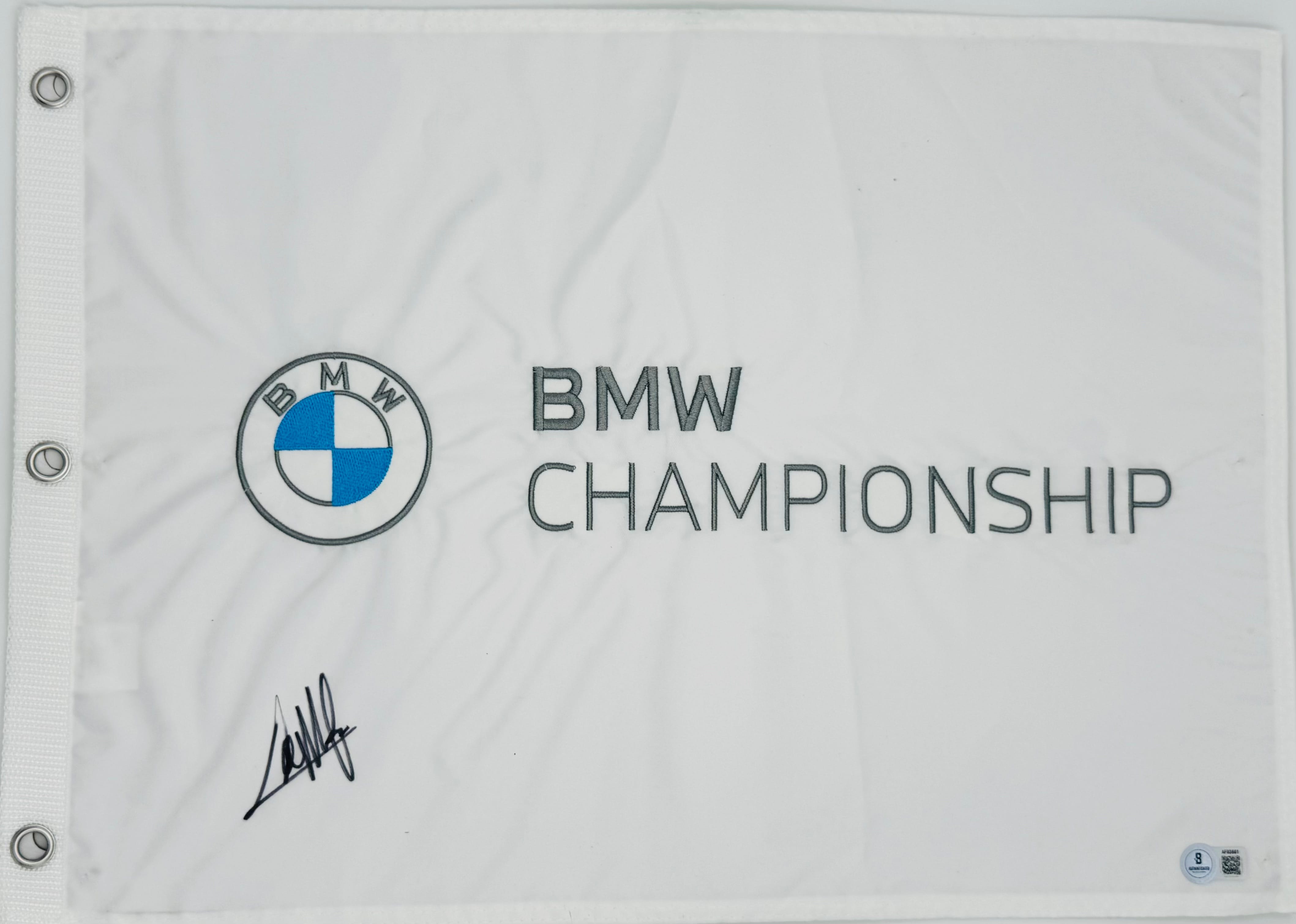 Collin Morikawa autograph, Collin Morikawa signed, BMW Championship memorabilia, PGA Tour memorabilia, FedEx Cup memorabilia, signed golf flag, BAS authenticated, autographed golf flag, golf tournament memorabilia, PGA Tour collectible, golf memorabilia, Collin Morikawa collectible, tournament flag autograph, major champion memorabilia, BMW Championship flag
