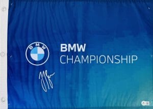 JJ Spaun autograph, JJ Spaun signed, BMW Championship memorabilia, PGA Tour memorabilia, FedEx Cup memorabilia, signed golf flag, BAS authenticated, autographed golf flag, golf tournament memorabilia, PGA Tour collectible, golf memorabilia, JJ Spaun collectible, tournament flag autograph, U.S. Open champion memorabilia, BMW Championship flag