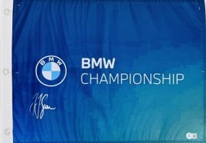 J.J Spaun Signed BMW Championship Golf Pin Flag Fedex Autograph BAS K47
