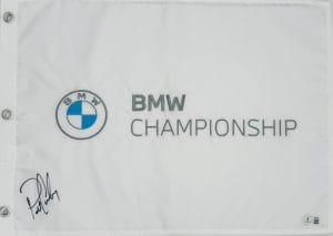 Patrick Cantlay autograph, Patrick Cantlay signed, BMW Championship memorabilia, 2021 2022 BMW Championship winner, PGA Tour memorabilia, signed golf flag, BAS authenticated, autographed golf flag, golf tournament memorabilia, PGA Tour collectible, golf memorabilia, Patrick Cantlay collectible, tournament flag autograph, back-to-back champion memorabilia, BMW Championship flag