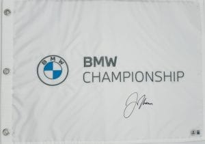 Justin Thomas autograph, Justin Thomas signed, BMW Championship memorabilia, 2019 BMW Championship winner, PGA Tour memorabilia, signed golf flag, BAS authenticated, autographed golf flag, golf tournament memorabilia, PGA Tour collectible, golf memorabilia, Justin Thomas collectible, tournament flag autograph, golf champion memorabilia, BMW Championship flag