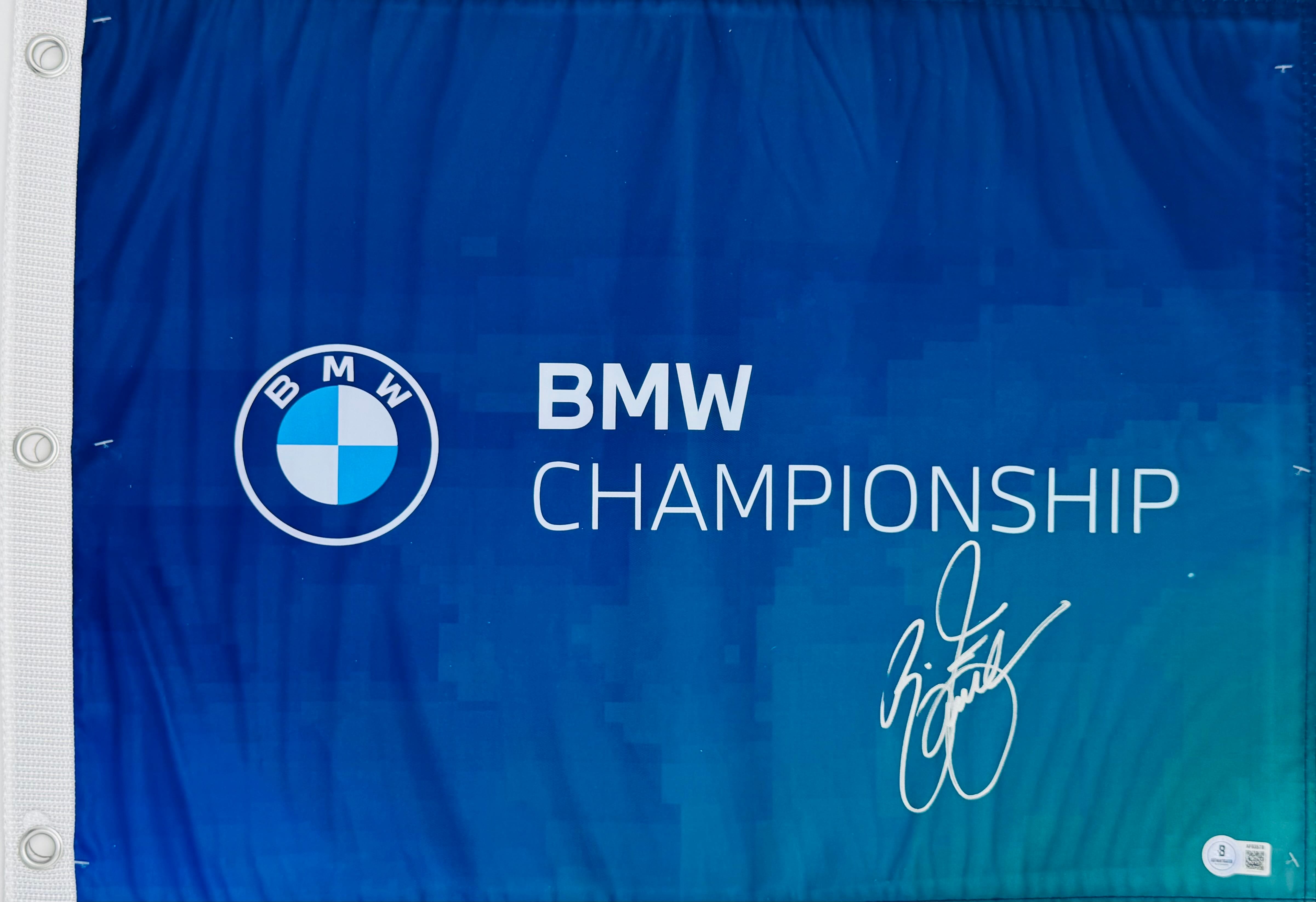 Rickie Fowler autograph, Rickie Fowler signed, BMW Championship memorabilia, PGA Tour memorabilia, FedEx Cup memorabilia, signed golf flag, BAS authenticated, autographed golf flag, golf tournament memorabilia, PGA Tour collectible, golf memorabilia, Rickie Fowler collectible, tournament flag autograph, PGA Tour star memorabilia, BMW Championship flag