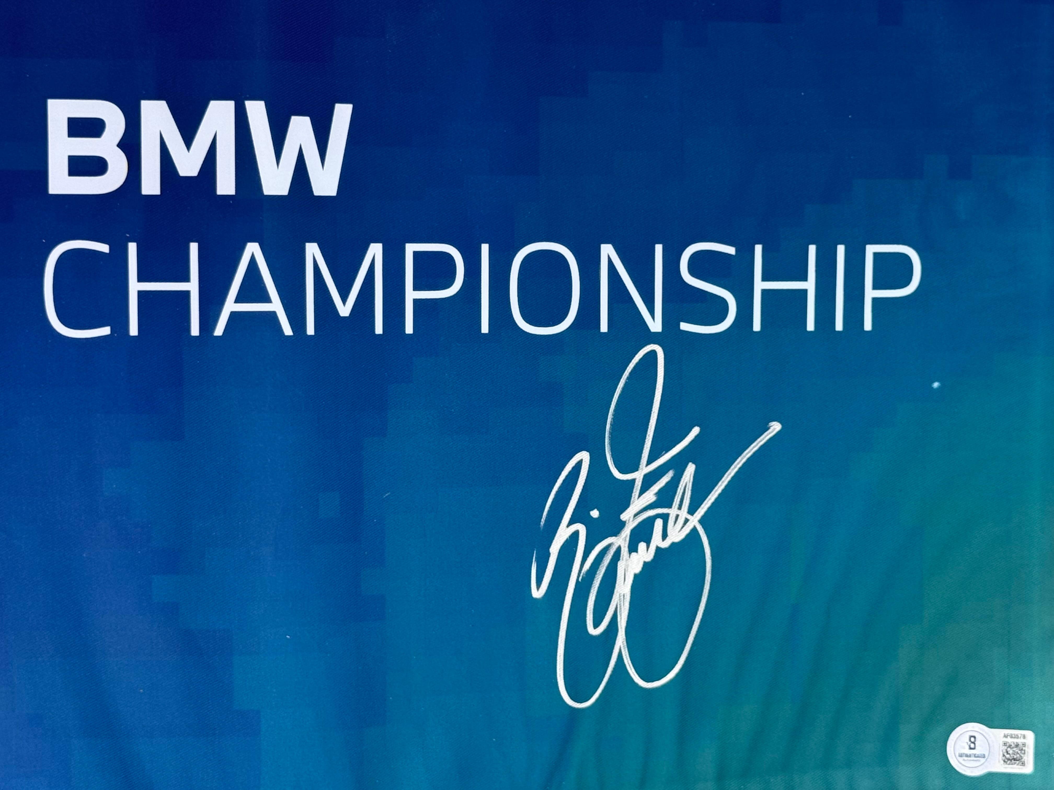 Rickie Fowler Signed BMW Championship Golf Pin Flag PGA Fedex Autograph BAS K78 - Image 2