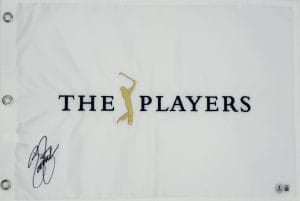 Rickie Fowler autograph, Rickie Fowler signed, Players Championship memorabilia, TPC Sawgrass memorabilia, 2015 Players Championship winner, signed golf flag, BAS authenticated, autographed golf flag, golf tournament memorabilia, PGA Tour collectible, golf memorabilia, Rickie Fowler collectible, tournament flag autograph, golf champion memorabilia, PGA golf collectible
