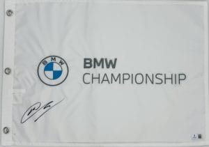Min Woo Lee Signed BMW Championship Golf Pin Flag PGA Fedex Autograph BAS K06