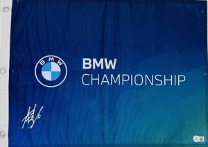 Akshay Bhatia autograph, Akshay Bhatia signed, BMW Championship memorabilia, PGA Tour memorabilia, FedEx Cup memorabilia, signed golf flag, BAS authenticated, autographed golf flag, golf tournament memorabilia, PGA Tour collectible, golf memorabilia, Akshay Bhatia collectible, tournament flag autograph, PGA Tour rising star memorabilia, BMW Championship flag