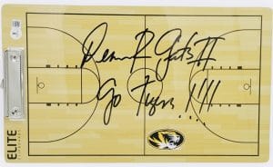 Dennis Gates autograph, Dennis Gates signed, Missouri Tigers basketball memorabilia, signed clipboard, Mizzou basketball collectible, BAS authenticated, autographed coaching clipboard, head coach autograph, SEC basketball memorabilia, college basketball memorabilia, Tigers collectible, coaching memorabilia, Mizzou basketball autograph, NCAA basketball memorabilia, SEC Coach of the Year