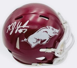 KJ Jackson autograph, KJ Jackson signed, Arkansas Razorbacks memorabilia, signed mini helmet, Arkansas collectible, BAS authenticated, autographed mini helmet, quarterback autograph, SEC football memorabilia, college football memorabilia, Razorbacks collectible, mini helmet display, NCAA memorabilia, Arkansas football autograph, Razorbacks quarterback