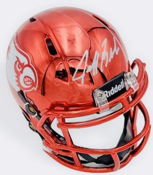 Jeff Brohm autograph, Jeff Brohm signed, Louisville Cardinals memorabilia, ACC football memorabilia, signed chrome mini helmet, Louisville collectible, BAS authenticated, autographed mini helmet, head coach autograph, college football memorabilia, Cardinals collectible, chrome helmet display, coaching autograph, Louisville football autograph