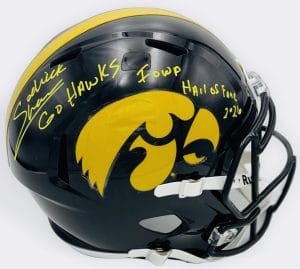 Sedrick Shaw autograph, Sedrick Shaw signed, Iowa Hawkeyes memorabilia, signed full size helmet, Iowa collectible, BAS authenticated, replica helmet autograph, Iowa football memorabilia, Big Ten football memorabilia, college football memorabilia, Hawkeyes collectible, Iowa all-time rusher, running back autograph, full size helmet display, Iowa Hall of Fame autograph